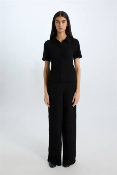 Брюки Wide Leg из жатой ткани