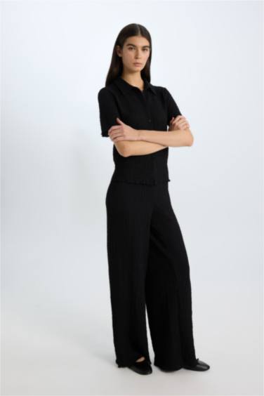 Брюки Wide Leg из жатой ткани