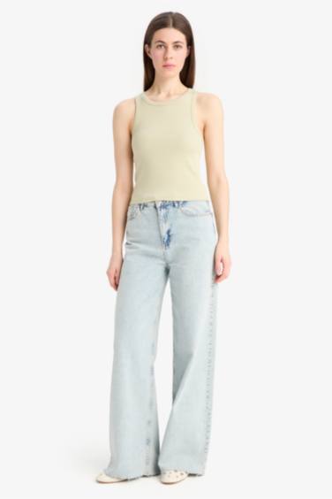 Обтягивающая майка из кашкорсе с круглым вырезом