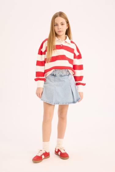 Girl Cotton Jean Skort