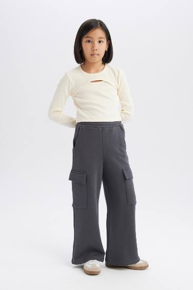 Pantalon de survêtement à poches cargo pour fille