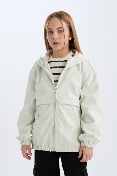 Girl Hooded Water Repellent Raincoat