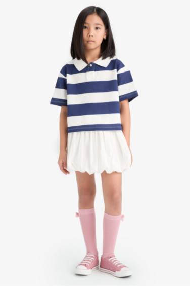 Girl Relax Fit Short Sleeve Striped Polo Shirt