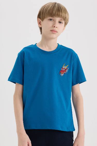 Boy Crew Neck Embroidered Short Sleeve T-Shirt