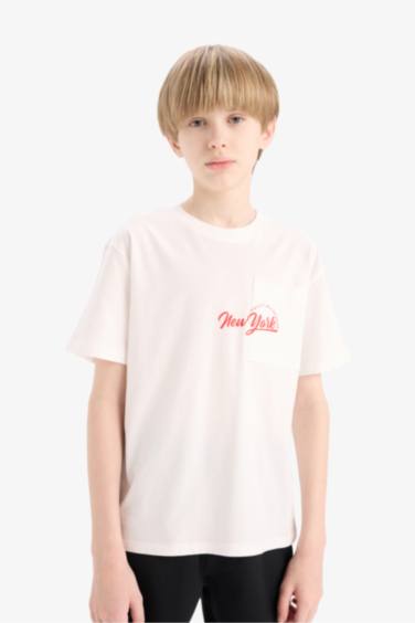 Ұлдарға дөңгелек жаға минималл слоган қысқа жеңді Қысқа жеңді футболка