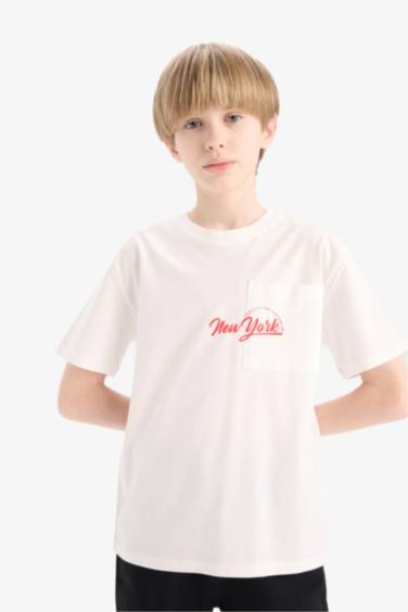 Ұлдарға дөңгелек жаға минималл слоган қысқа жеңді Қысқа жеңді футболка