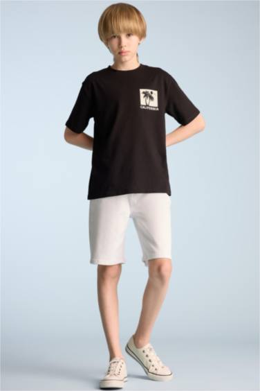Boy Crew Neck Back Printed Short Sleeve T-Shirt