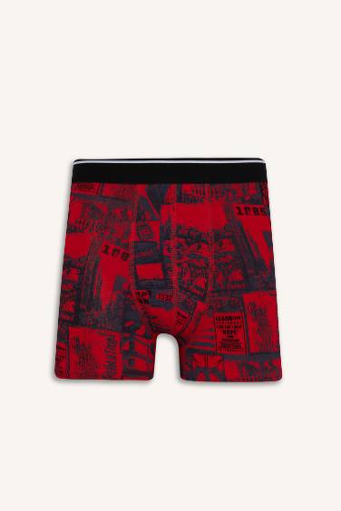 Regular Fit Retro Desenli 3'lü Boxer