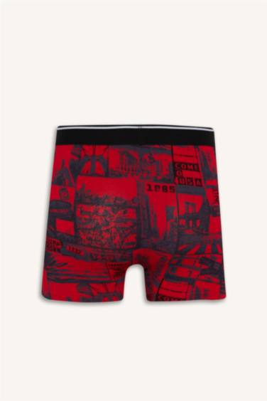 Regular Fit Retro Desenli 3'lü Boxer