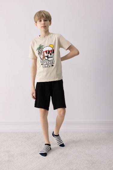 Erkek Çocuk Pijama Takımı Baskılı Kısa Kollu Üst Şort