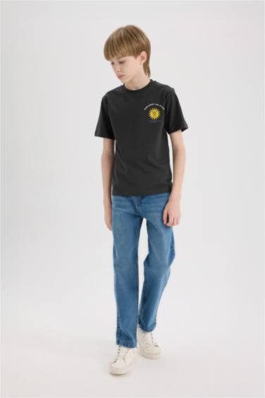 T-shirt imprimé à col rond et manches courtes pour garçon