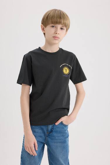 T-shirt imprimé à col rond et manches courtes pour garçon