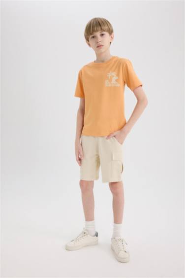 Футболка для мальчика с круглым вырезом и принтом, с коротким рукавом.