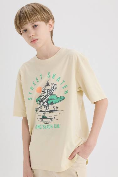 Boy Boy Crew Neck Printed Short Sleeve T-Shirt