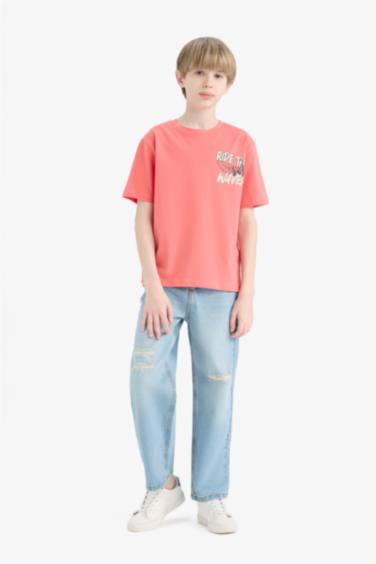 تيشيرت اولادي نص كم مطبوع قصة عادية برقبة مستديرة