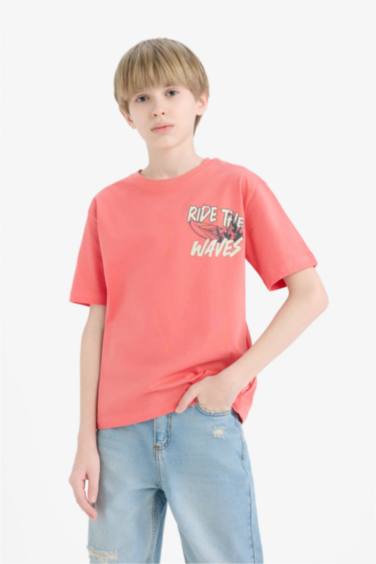 تيشيرت اولادي نص كم مطبوع قصة عادية برقبة مستديرة