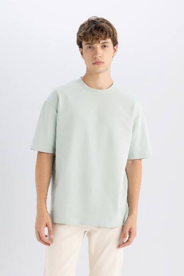 Boxy Fit Crew Neck Cotton Short Sleeve Basic T-Shirt