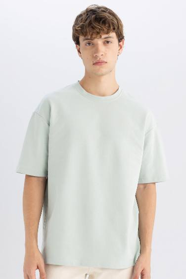 Boxy Fit Crew Neck Cotton Short Sleeve Basic T-Shirt