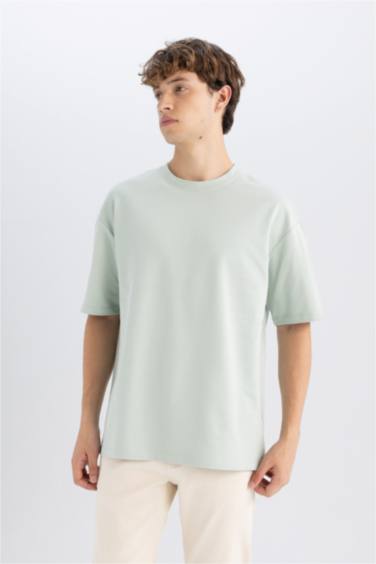 T-shirt court basique en coton à Coupe Boxy et col rond