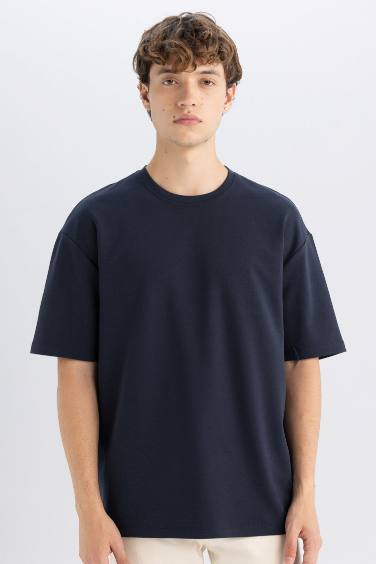 Boxy Fit Crew Neck Cotton Short Sleeve Basic T-Shirt