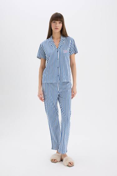 Fall in Love Striped Top Bottoms 2 Piece Pajama Set