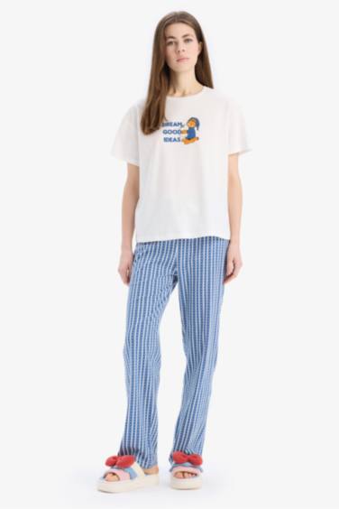 Garfield Pijama Takımı Kısa Kollu Üst Beli Lastikli Uzun Altı-Fall in Love