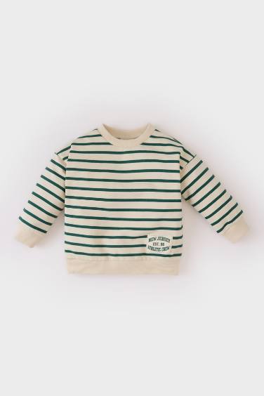 Sweatshirt rayé à col rond pour bébé garçon