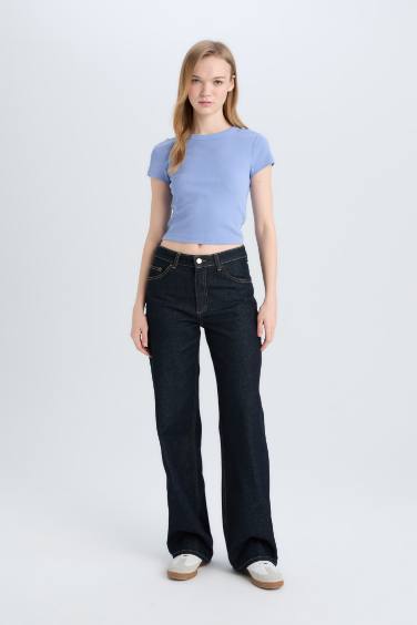 Футболка с коротким рукавом, облегающая, из ребристой ткани