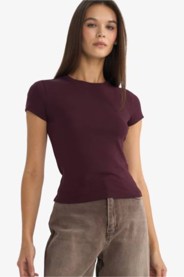 Футболка в рубчик Fitted с коротким рукавом