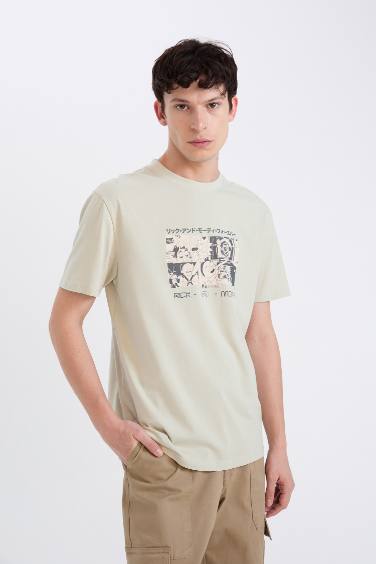 Rick and Morty Regular Fit Crew Neck Printed T-shirt