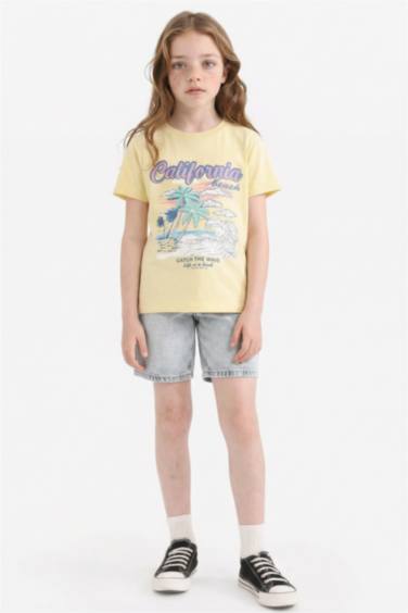 Girl Regular Fit Crew Neck Anime Printed T-Shirt