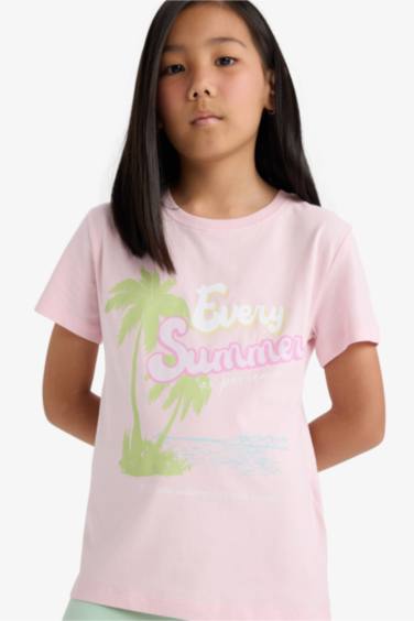 Girl Regular Fit Crew Neck Anime Printed T-Shirt