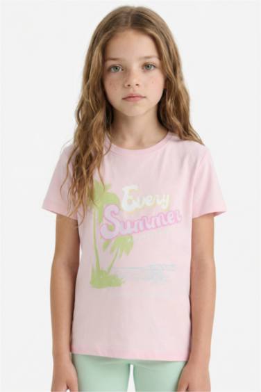 Girl Regular Fit Crew Neck Anime Printed T-Shirt