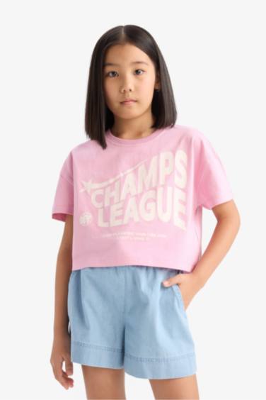 Girl Crew Neck Printed Short Sleeve T-Shirt