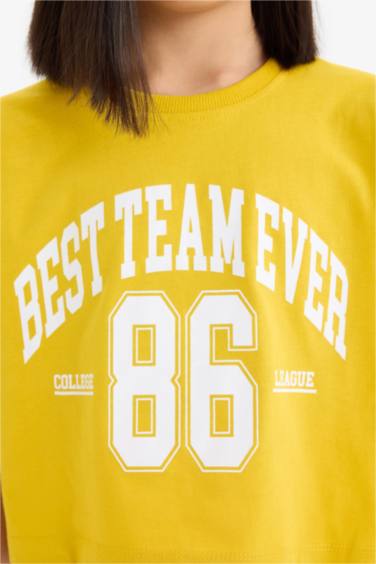 Girl Crew Neck Floral Short Sleeve T-shirt