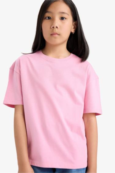 Girl Relax Fit Crew Neck Slogan Printed T-Shirt