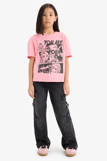 Girl Relax Fit Crew Neck Printed Short Sleeve T-Shirt