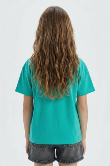 Girl Oversize Fit Crew Neck Slogan Printed T-Shirt