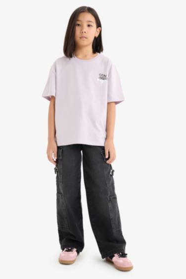 Girl Oversize Fit Slogan Printed T-Shirt