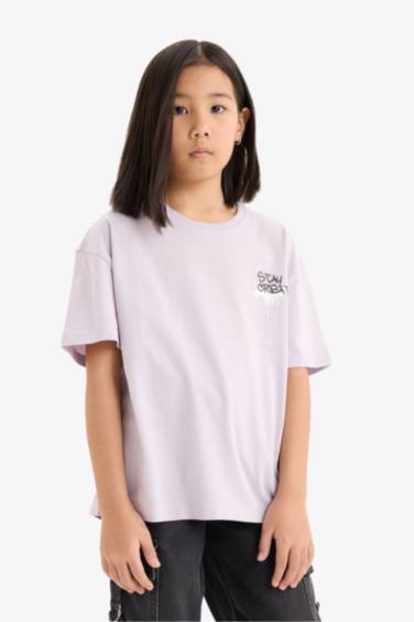 Girl Oversize Fit Slogan Printed T-Shirt