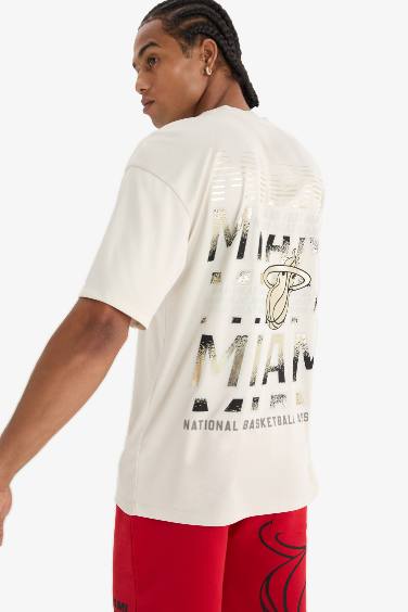 DeFactoFit NBA Miami Heat Boxy Fit Crew Neck T-Shirt