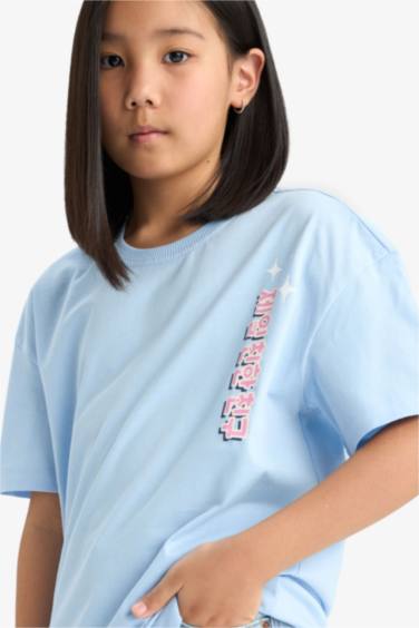 تيشيرت نص كم اوفر سايز برقبة مستديرة