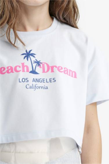 تيشيرت كروب بناتي مطبوع بياخة مستديرة