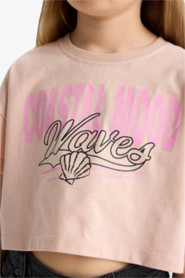 Girl Crew Neck Short Sleeve Crop T-Shirt