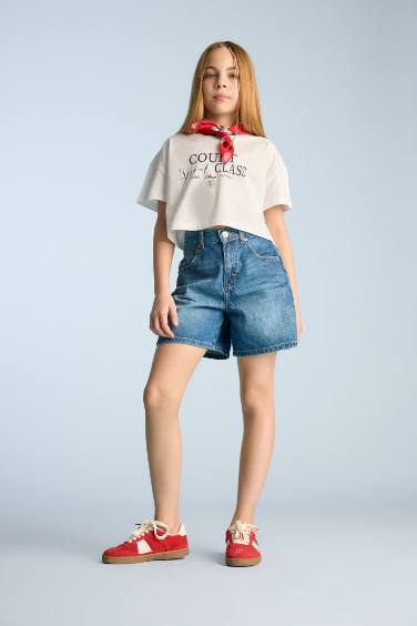Girl Crew Neck Crop T-Shirt