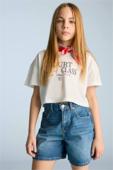 Girl Crew Neck Crop T-Shirt