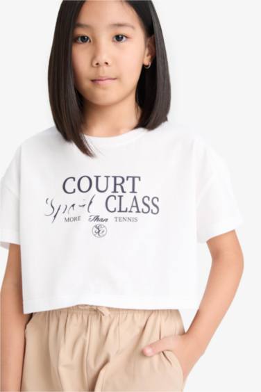 Girl Crew Neck Crop T-Shirt