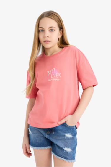 Girl Relax Fit Crew Neck Short Sleeve T-shirt