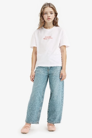 تيشيرت نص ردن قصة مريحة بياقة مستديرة