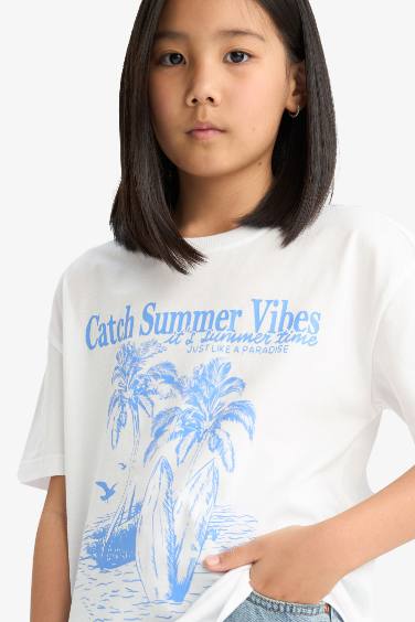 Girl Relax Fit Crew Neck Short Sleeve T-Shirt
